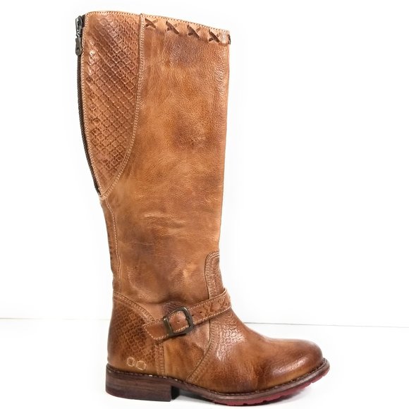 New Bed Stu Women Buckle Knee High Zip Boots 6.5